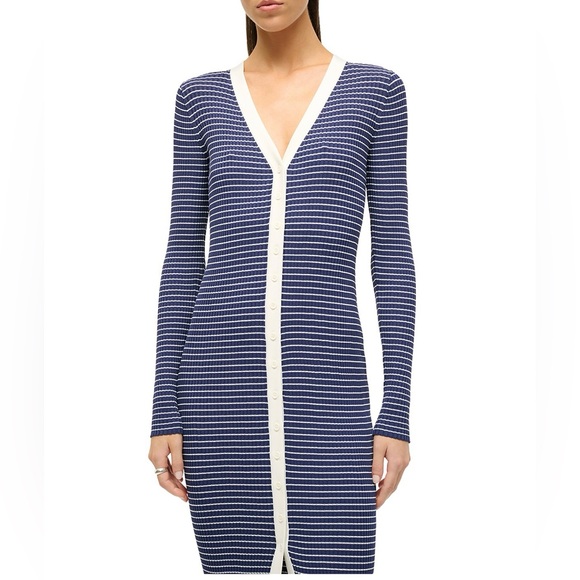 STAUD 🤍 Shoko Striped Ribbed Sweater Dress - Picture 3 of 8